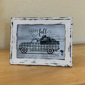 Farmhouse Happy Fall pumpkins & truck picture 5x7 w/frame